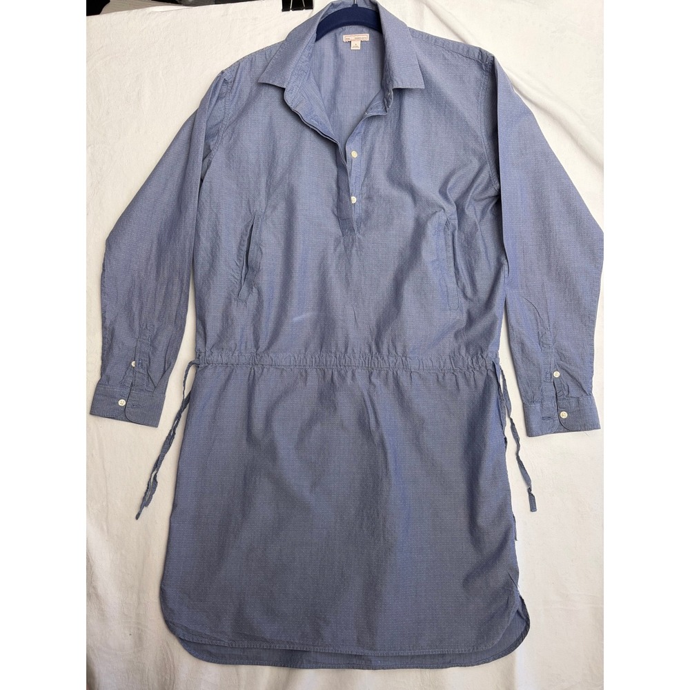 Gap Designed & Crafted Blue Dotted Shirt Dress Drawstring Waist Pockets Small